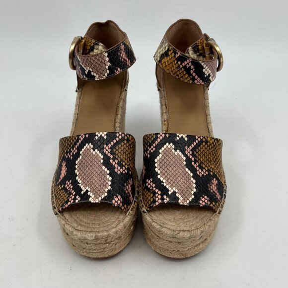 Marc Fisher Pink Yellow Snakeskin Print Wedges | Size 9.5 - Picture 3 of 10